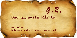 Georgijevits Réta névjegykártya